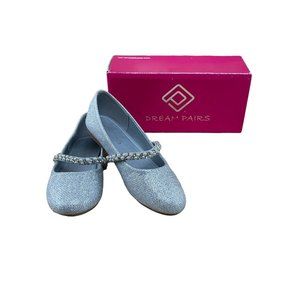 Dream Pairs Girls Silver Serena 100 Mary Jane Ballet Flat Rhinestones Size 2